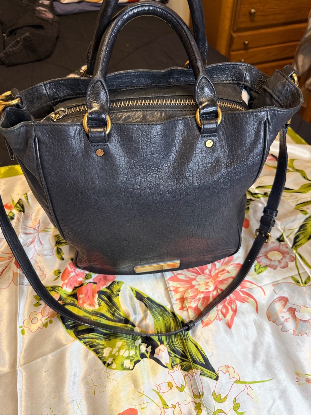 Marc by Marc Jacobs Black Leather Convertible Satchel Crossbody Bag